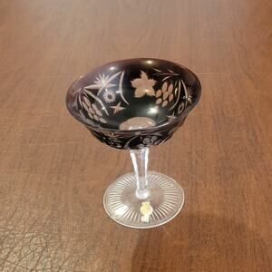 Vtg German Bavarian Nachtmann Crystal Cut to Clear Champagne Coupe Amethyst